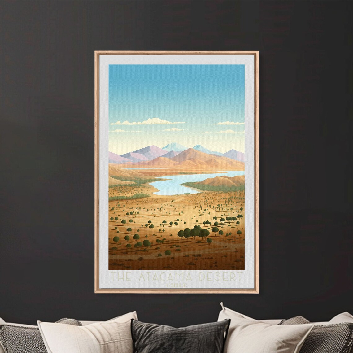 The Atacama Desert Chile River Valley Mountain Retro Style Art Poster - Image 6