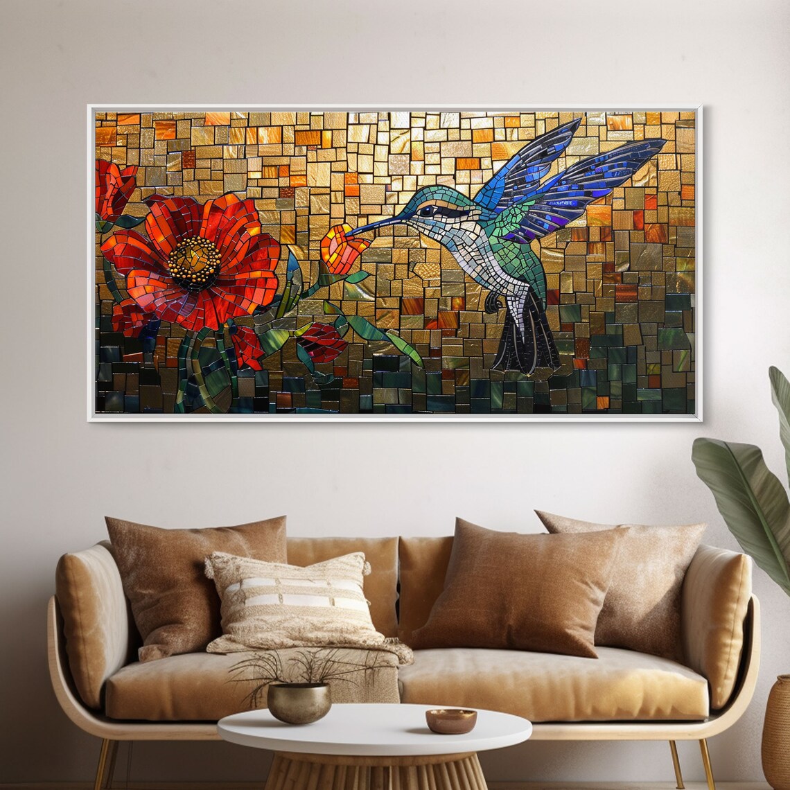 Hummingbird Stained Glass Style Wall Art Print - Image 5