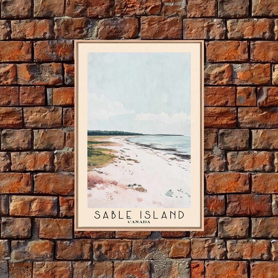 Sable Island Canada Long Empty Sand Spit Grass Dunes Calm Sea Poster - Image 4