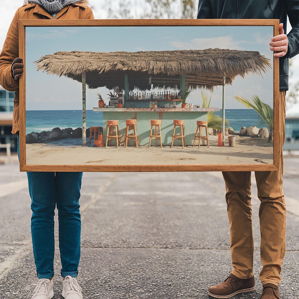 Beachside Tiki Hut Bar And Grill Framed Print Liminal Art Framed Wall Decor Beach Photography Surf Art Surf Print Nautical Decor - Image 3
