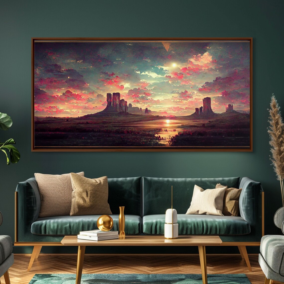 Mountain Sunset Synthwave Landscape Art Print - Image 4