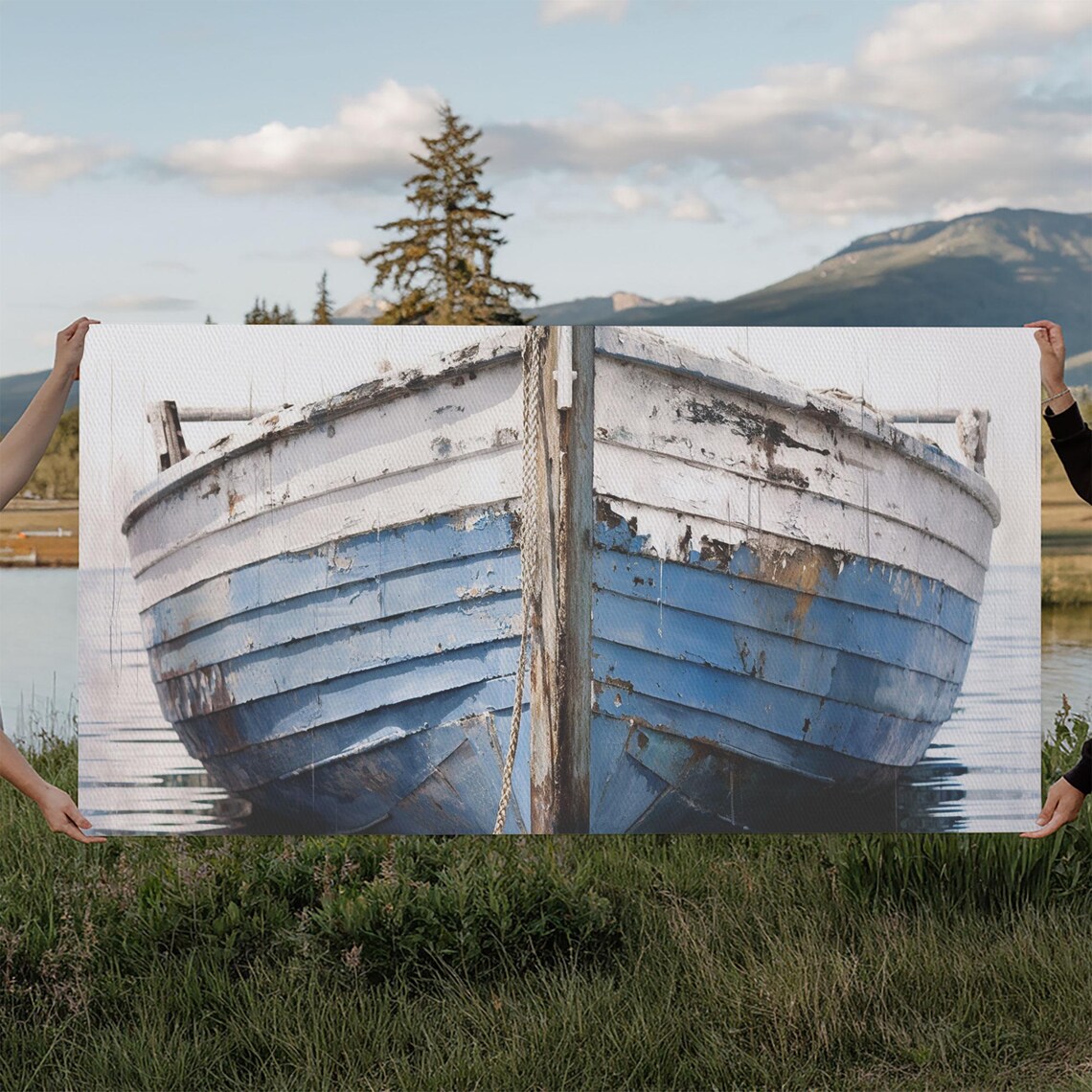 Old Wooden Ship Nautical Lakehouse Decor Wall Art Print