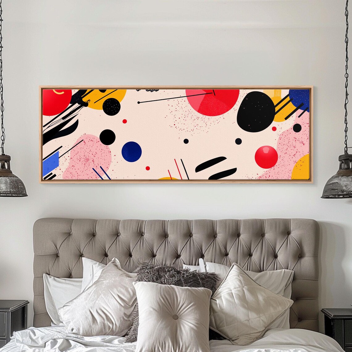 Retro 90s Geometric Shapes Pink Blush Abstract Colorful Art Poster
