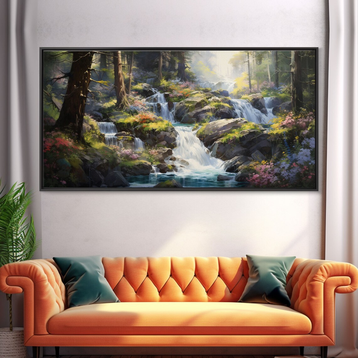 Waterfall Art Print, Modern Minimalist Landscape - Image 5