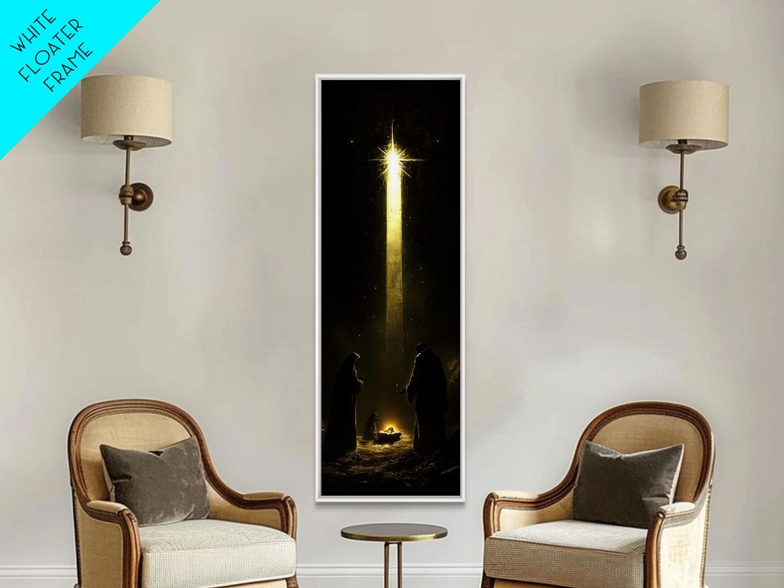 Nativity Scene Golden Starbeam Christmas Christian Painting Poster - Image 6