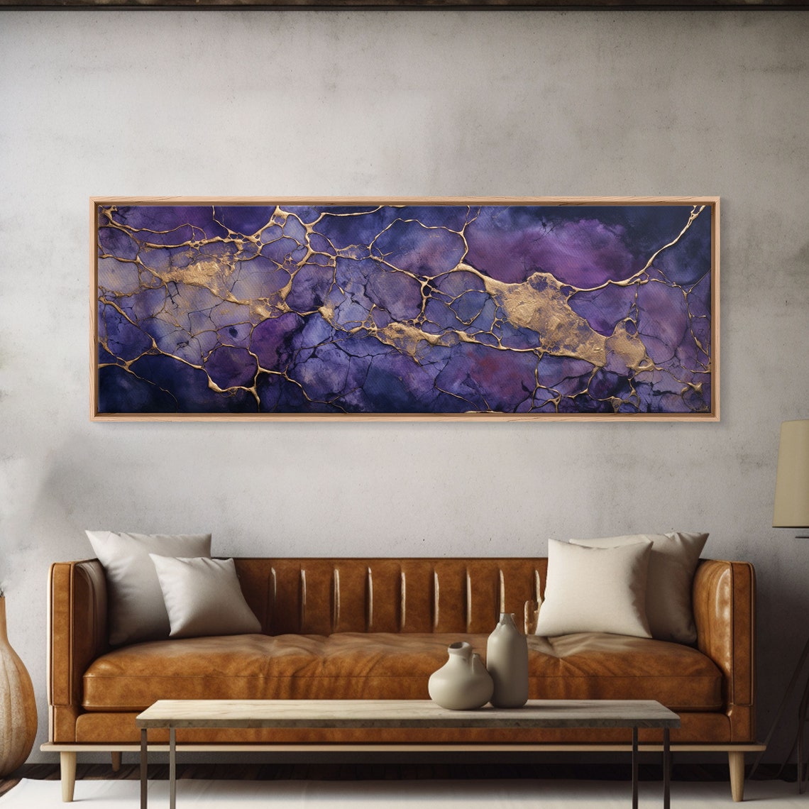 Purple Gold Marble Abstract Textured Modern Luxury Wall Art Print