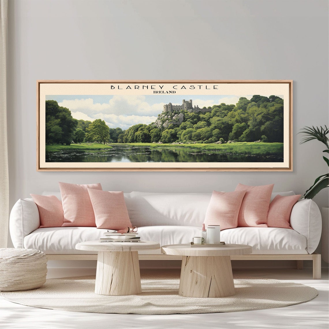 Blarney Castle Ireland Hilltop Castle Green Forest Lake Travel Poster