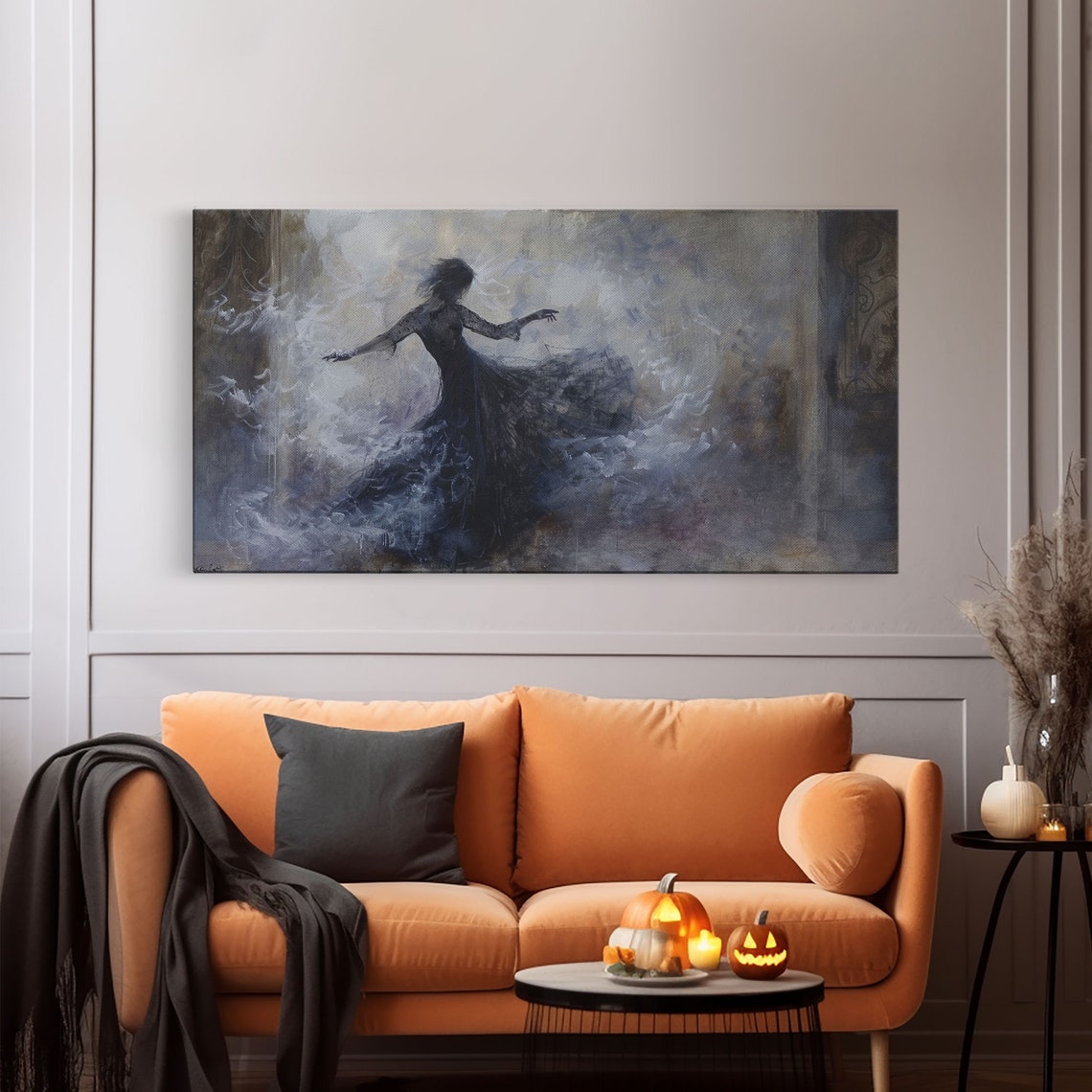 Dark Ballerina Dancing In Fog Macabre Dark Academia Halloween Print