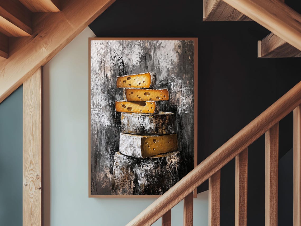 Stack of Aged Cheese Wheels Rustic Still Life Kitchen Wall Art Print - Image 4