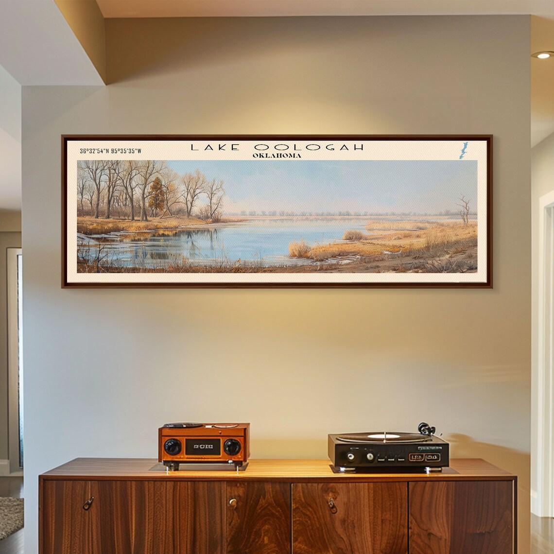 Lake Oologah Oklahoma Golden Autumn Shoreline Panoramic Travel Poster - Image 3
