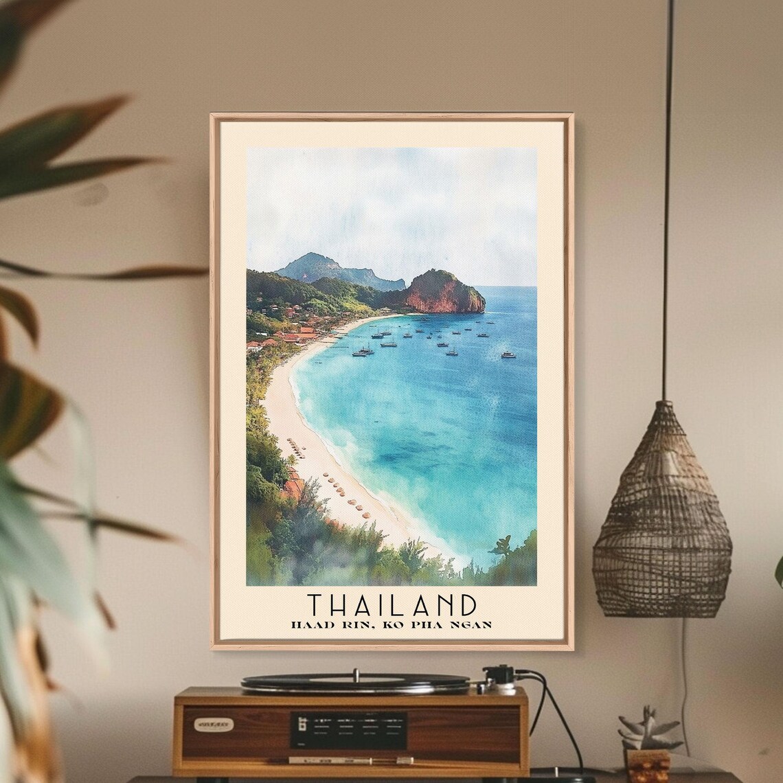 Haad Rin Ko Pha Ngan Thailand White Sand Bay Boats Headlands Poster - Image 3