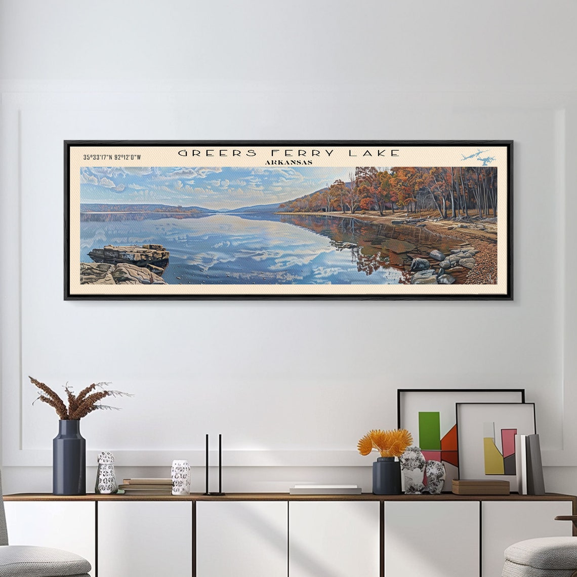 Greers Ferry Lake Arkansas Mirror Calm Water Autumn Hills Poster - Image 2