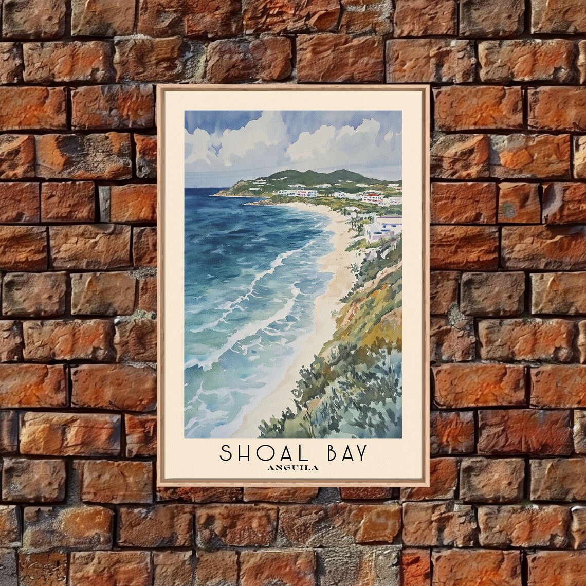 Shoal Bay Anguilla Aerial Coastline View Rolling Surf Golden Sand Poster - Image 5