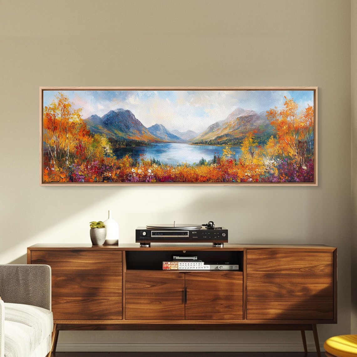 Autumn Lake Valley Colorful Foliage Mountain View Landscape Poster - Image 2