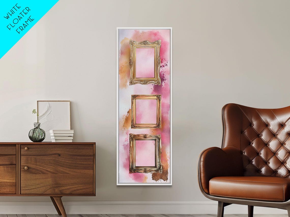 Vintage Frames Print Cottagecore Art Light Pink Wall Art Rustic Wall Art Vertical Wall Art Bedroom Decor Gift Idea Her - Image 5