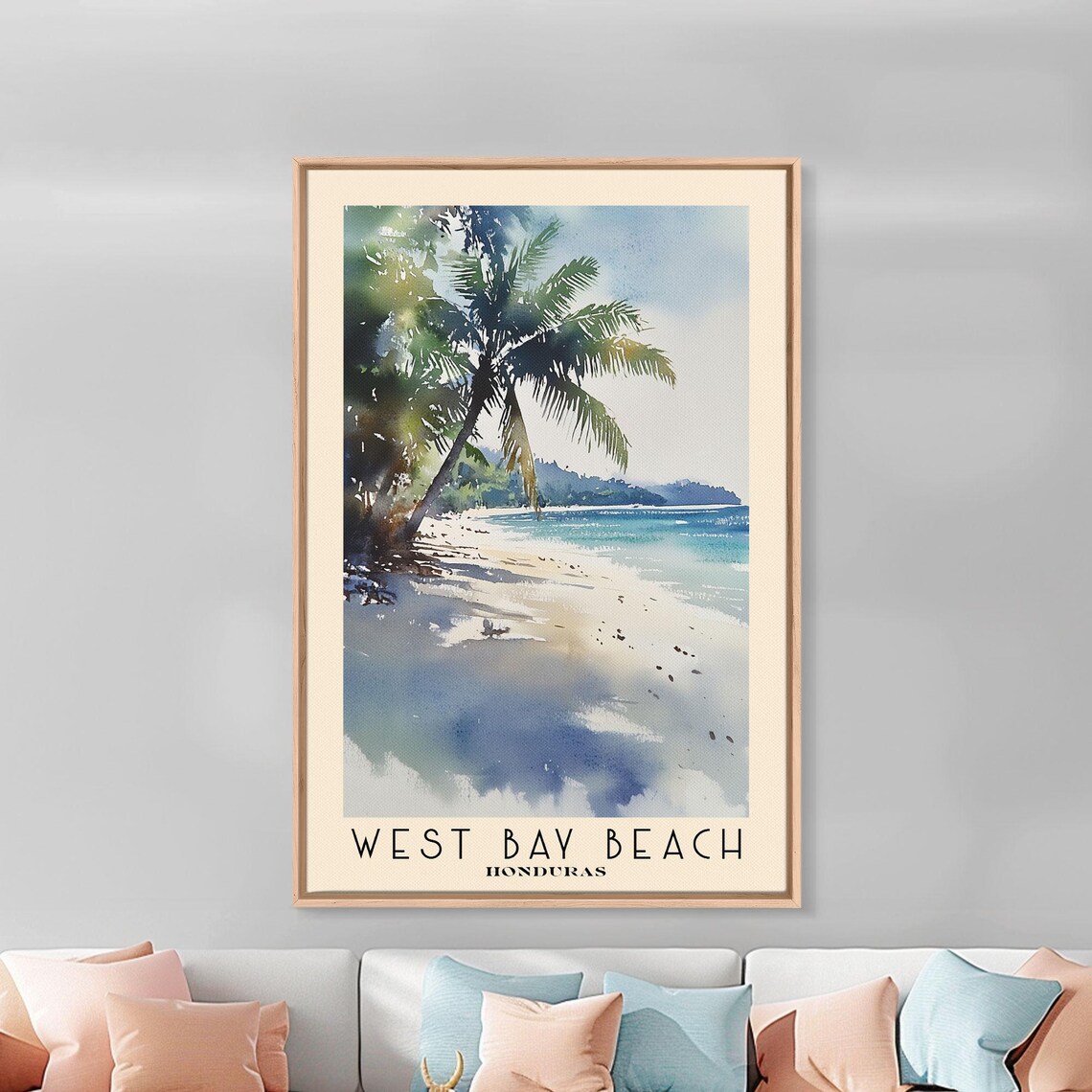 West Bay Beach Honduras Watercolor Vacation Art Print - Image 2