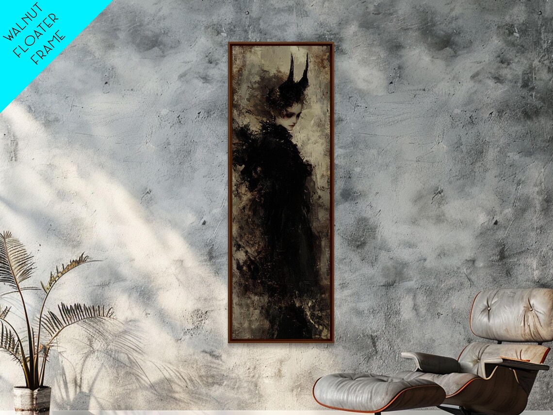 Gothic Woman Horned Headdress Dark Victorian Portrait Moody Poster - Image 6