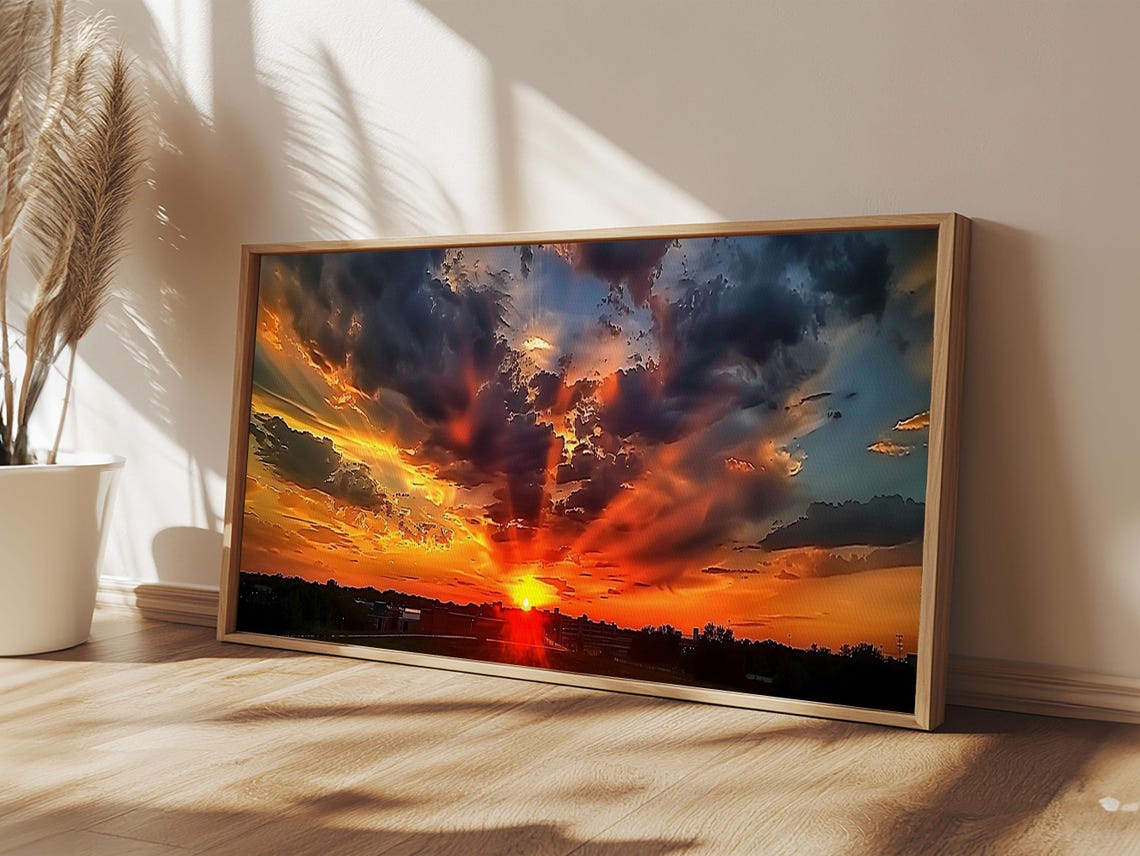 Small Town Life Framed Print Sunset Over A Small Town Rustic Farmhouse Decor Photography Style Wall Art - Image 6