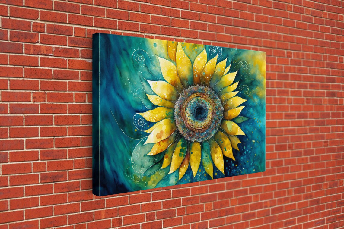Sunflower Watercolor Farmhouse Living Room Art Print - Image 3