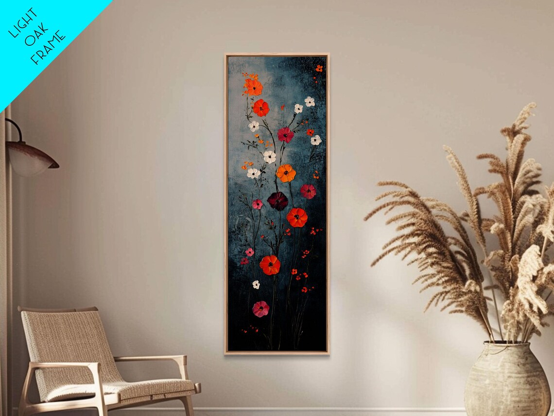 Red Poppies Wildflowers On Dark Moody Background Floral Art Poster - Image 6