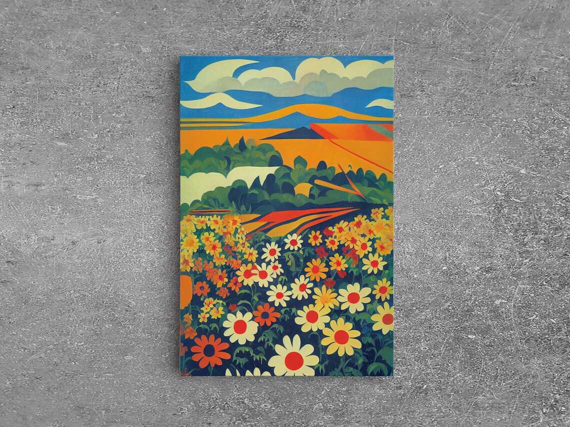 Surrealist Daisy Flowers Psychedelic Art Print