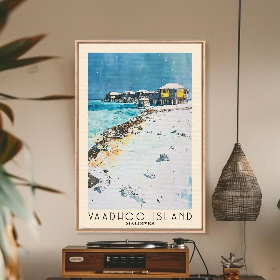 Vaadhoo Island Maldives Overwater Villas White Sand Beach Poster - Image 3