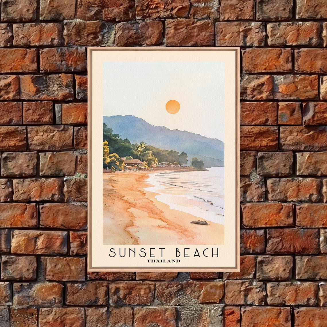 Sunset Beach Thailand Orange Sun Golden Shore Mountain View Poster - Image 4