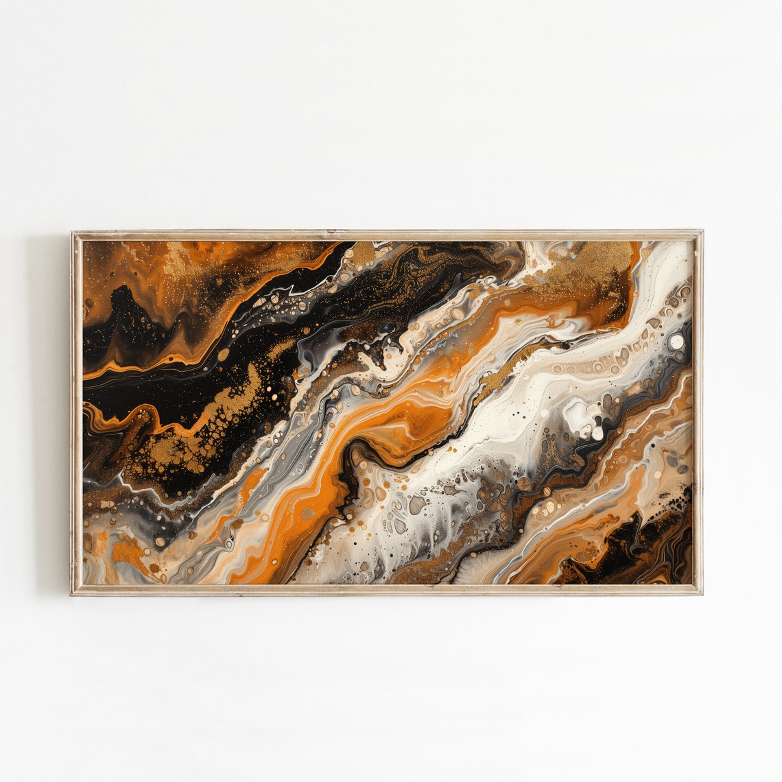 Burnt Orange Black Marble Fluid 16x9 Frame TV Screensaver Print