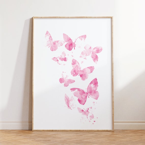 Pink Butterflies Watercolor Poster Watercolor Art Wall Art Art Home Decor Art Prints Gift