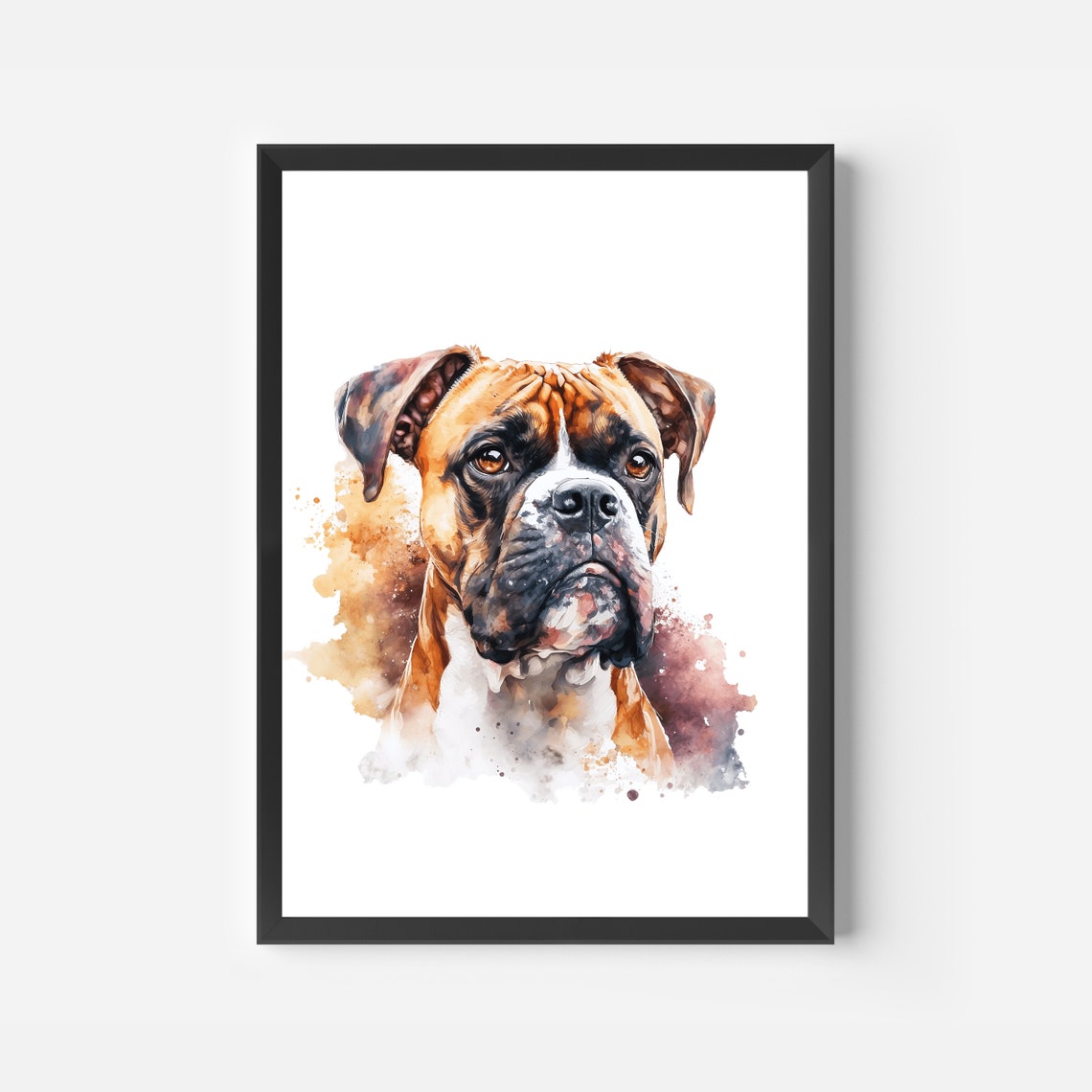 Boxer Dog Watercolor Portrait Brindle Breed Minimalist Art Poster - Image 2