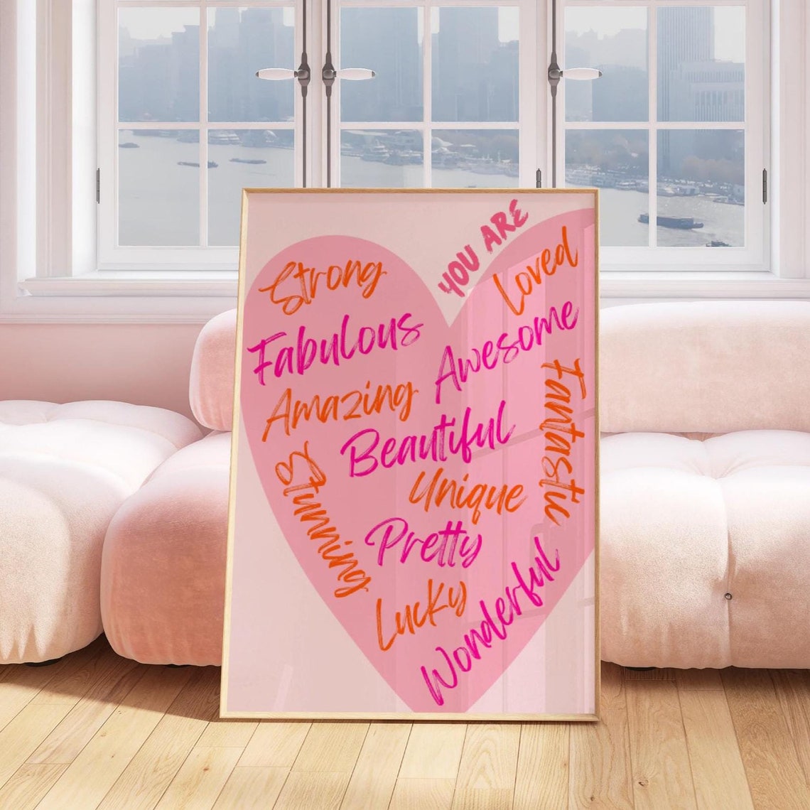 You Are Loved Heart Pink Affirmation Word Art Uplifting Wall Poster - Image 5