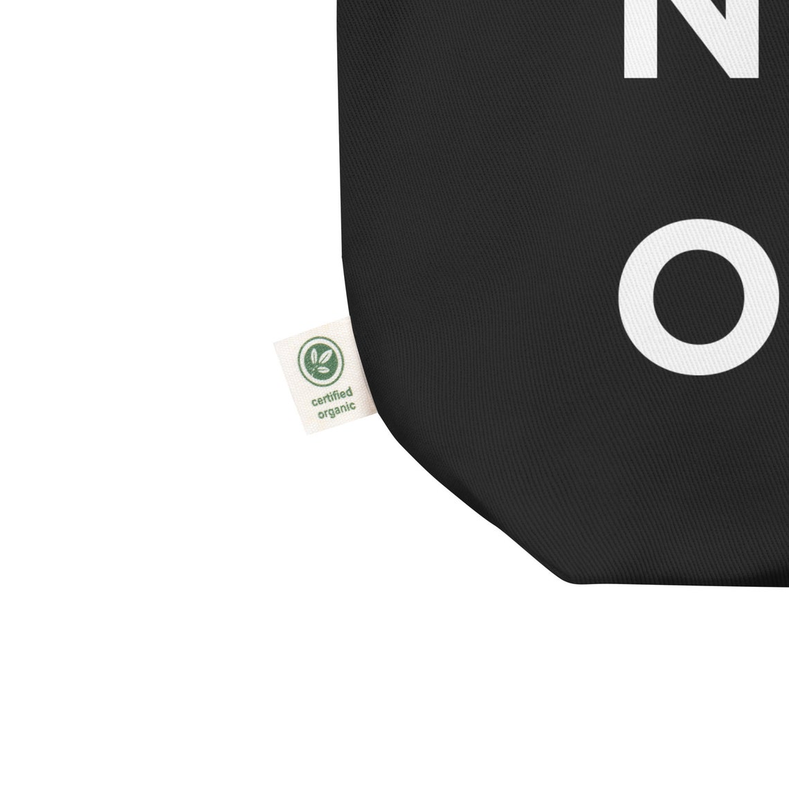 Minnesota Stacked Letter Black Tote Bag with Bold White Print Design - Image 3