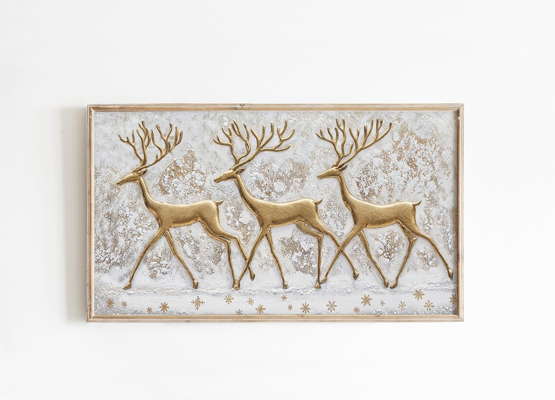 Christmas Abstract Deer Holiday Art Print