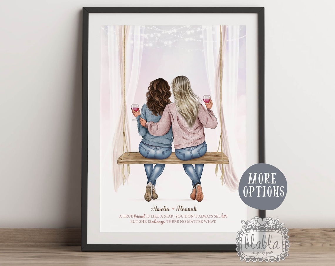 Best Friends Porch Swing Wine Glasses Friendship Quote Wall Art