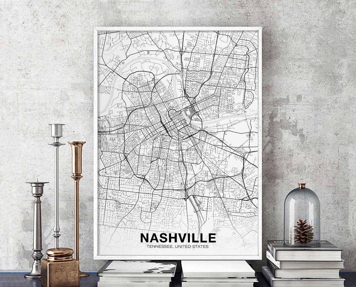 Nashville Tennessee USA Map Poster, City Art Print