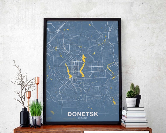Donetsk Ukraine Poster Color Hometown City Print Modern Home Decor Office Decoration Wall Art Dorm Bedroom Gift
