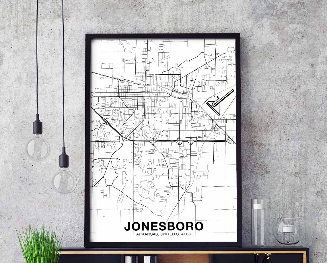 Jonesboro Arkansas Map Poster, Modern Scandinavian