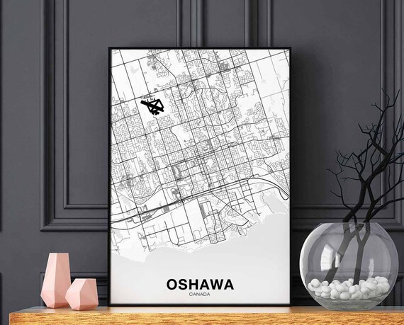 Oshawa Canada Map Poster Hometown City Print Modern Home Decor Office Decoration Wall Art Dorm Bedroom Gift