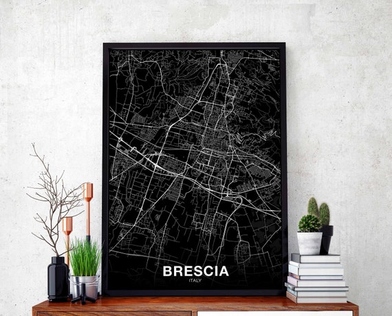 Brescia Italy Map Poster Black White Hometown City Print Modern Home Decor Office Decoration Wall Art Dorm Bedroom Gift