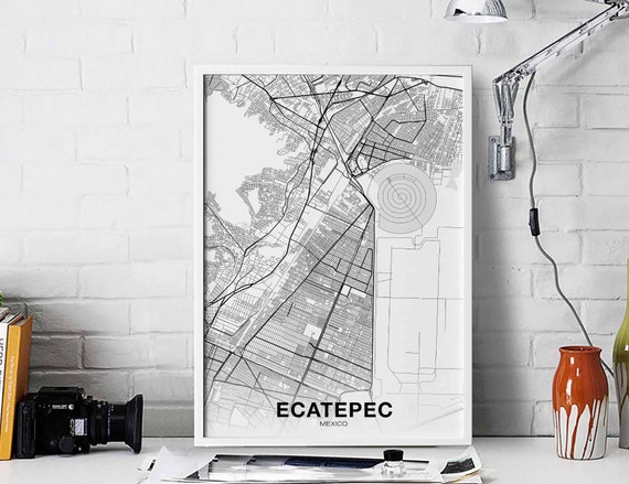Ecatepec Mexico Map Poster Hometown City Print Modern Home Decor Office Decoration Wall Art Dorm Bedroom Gift