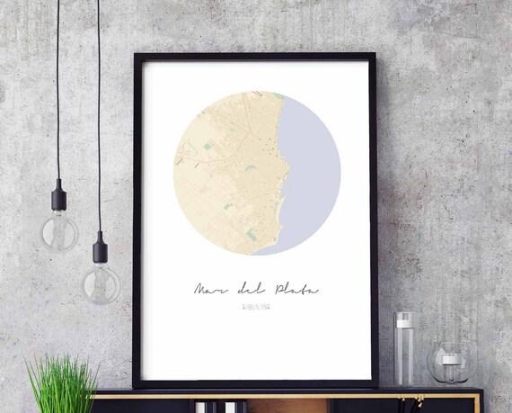 Mar del Plata Argentina Minimalist Circle Map Modern Wall Art
