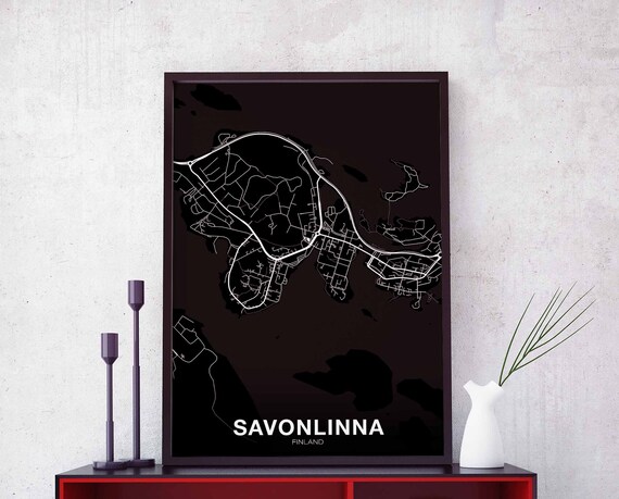 Savonlinna Finland Map Poster, Modern Home Decor