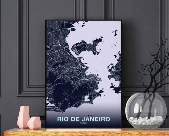 Rio De Janeiro Brazil Map Poster Color Hometown City Print Modern Home Decor Office Decoration Wall Art Dorm Bedroom Gift