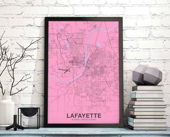 Lafayette Indiana In Usa Poster Color Hometown City Print Modern Home Decor Office Decoration Wall Art Dorm Bedroom Gift