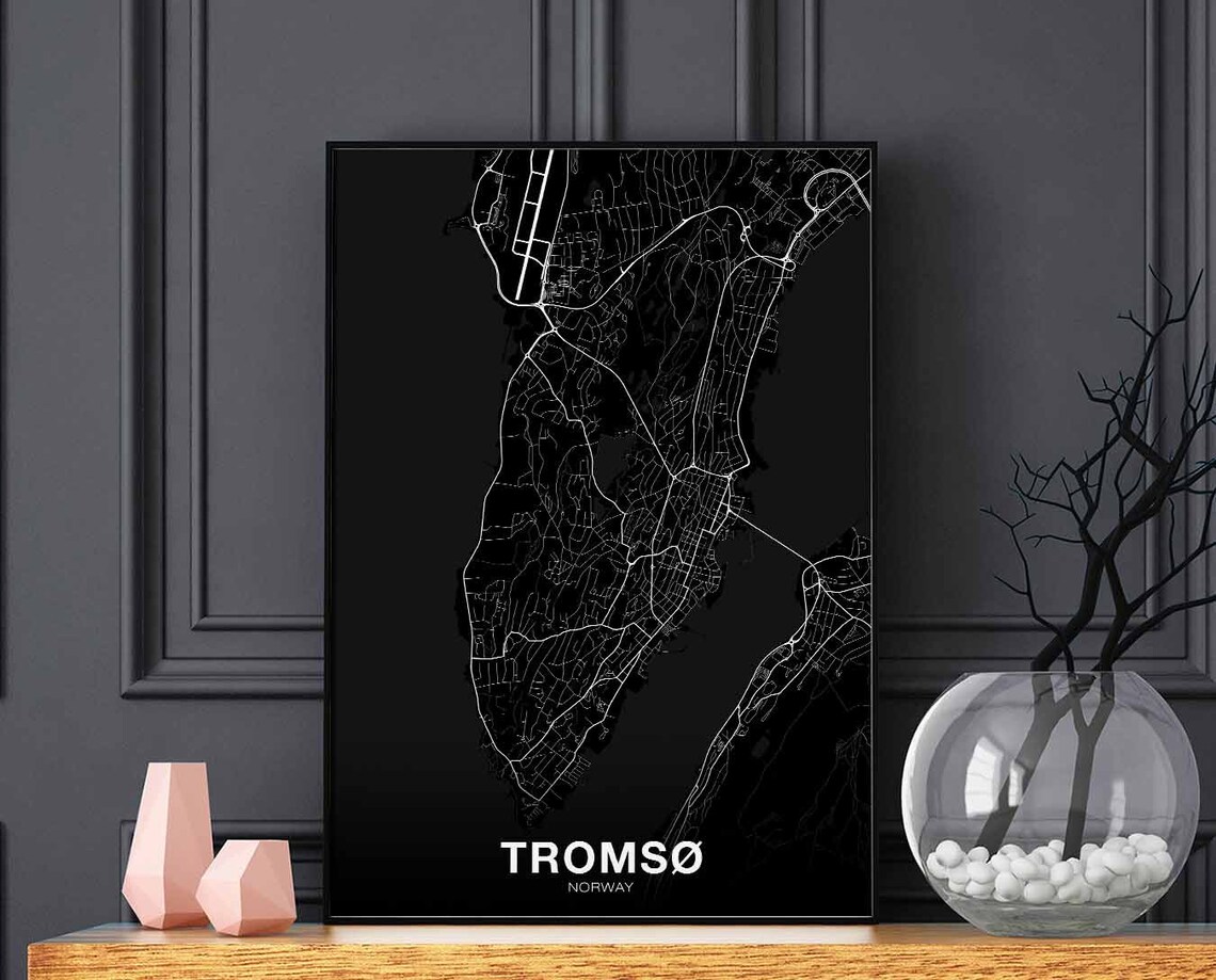 Tromso Norway Map Poster, Modern Home Decor