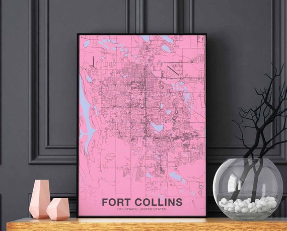 Fort Collins Colorado Co Usa Poster Color Hometown City Print Modern Home Decor Office Decoration Wall Art Dorm Bedroom Gift