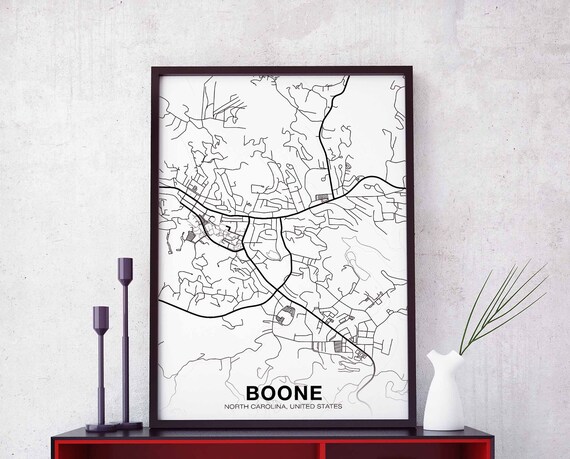 Boone Us Map Poster Black White Hometown City Print Modern Home Decor Office Decoration Wall Art Dorm Bedroom Gift