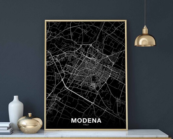 Modena Italy Map Poster Black White Hometown City Print Modern Home Decor Office Decoration Wall Art Dorm Bedroom Gift