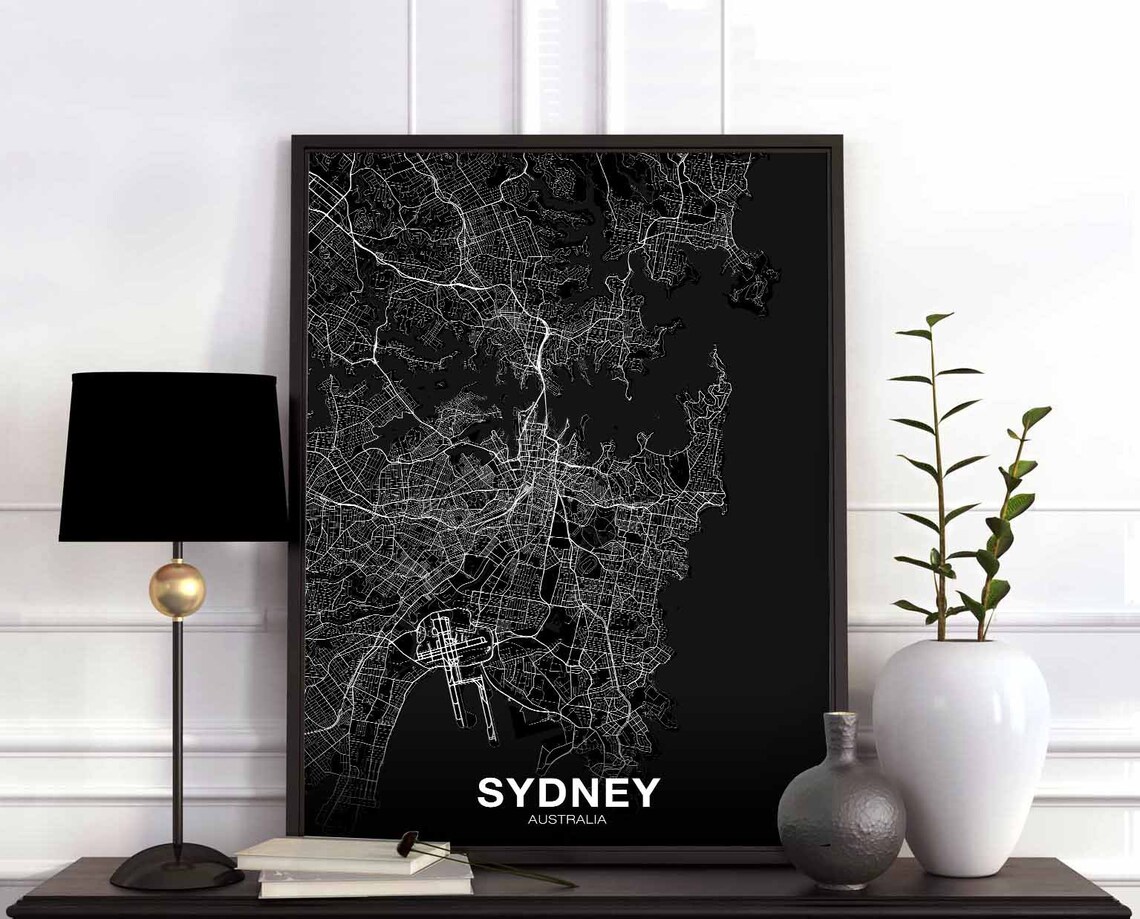 Sydney Australia Map Poster, Modern Travel Print