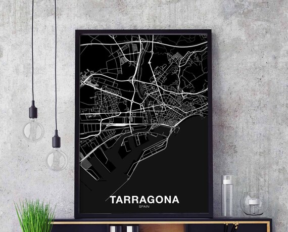 Tarragona Spain Map Poster Black White Hometown City Print Modern Home Decor Office Decoration Wall Art Dorm Bedroom Gift